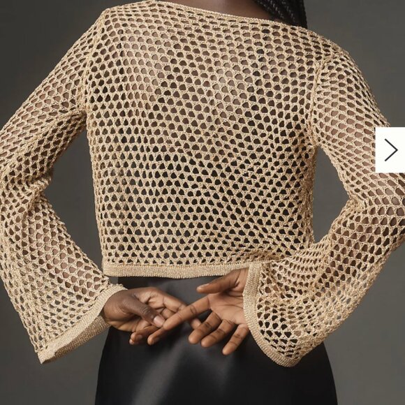 Anthropologie Metallic Tie-Front Cardigan Sweater NWT - Picture 2 of 2